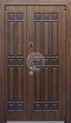 Наружная двустворчатая дверь, отделка МДФ с двух сторон-ДВ-1075